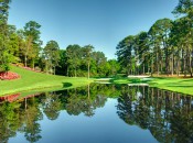 An ideal spot to view action at the Masters is at the grassy hillside at the par-three 16th