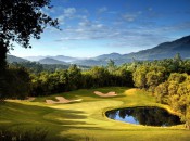 The target at the 13th hole of Greenhorn Creek.