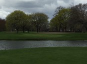 Picturesque but ominous, the 11th green at Jackson Park is guarded by a serious lagoon.