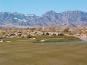 The picturesque setting for the 2nd green at Coyote Springs.