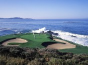 The world famous par-3 7th at Pebble Beach Golf Links. Courtesy of: Joann Dost