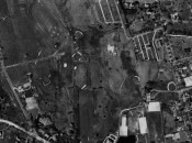 A 1934 aerial photograph of the Taft School's nine-hole course. Only the green on the far right appears to be a Raynor design. (Photo courtesy State of Connecticut Library)