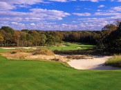 The fifth hole at Sebonack shows the old-school polish of Nicklaus admixed with the untame touches espoused by Tom Doak