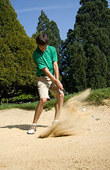 When you play a bunker shot properly, the sand flies up in a plume--but in reality it's a small amount of sand, only about half a cup