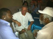 David Ortiz (l.) chats with new Boston manager Bobby Valentine (c.) and NBA Hall of Famer Bill Russell (r.) during the Sox slugger's annual celebrity golf tourney (Photo: Twitter/@DavidOrtiz)