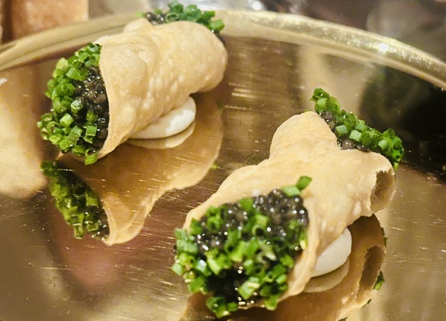 Caviar Cannoli starts the soiree at Sartiano’s in the Wynn